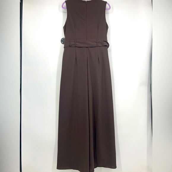 NWT Shelby&Palmer Split Flare Leg Jumpsuit Hot Fudge Color Size 16 - Picture 4 of 9